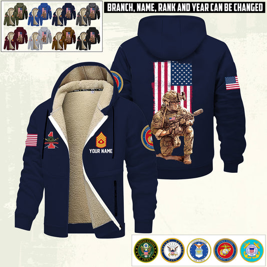 Marines Battalions  - Personalized US Soldier/ Veteran With Name And Rank Hoodie Zip Velvet Coat - 17363808