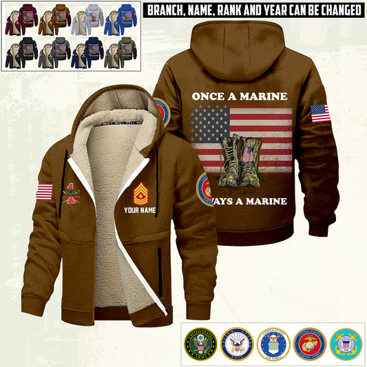 Marines Battalions - Personalized US Soldier/ Veteran With Name And Rank Hoodie Zip Velvet Coat - 17362944