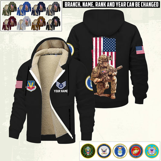 Air Force Command - Personalized US Soldier/ Veteran With Name And Rank Hoodie Zip Velvet Coat - 17363808