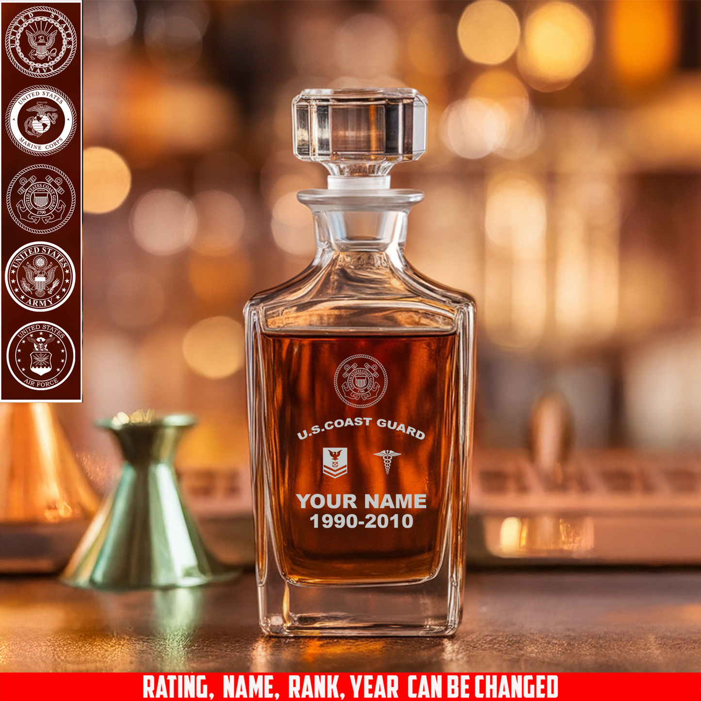 Coast Guard Rating - Personalized US Soldier/ Veteran Premium Decanter With Name - 17750880