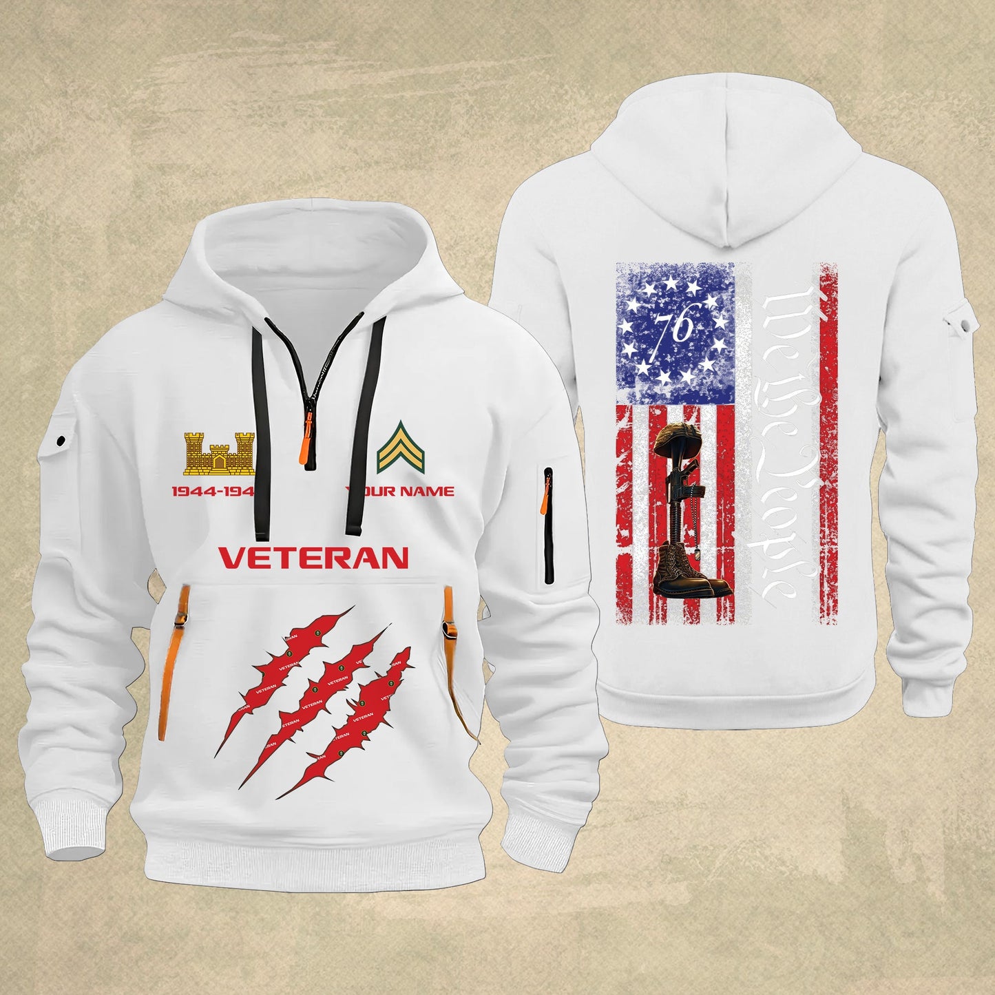 Army Branch - Personalized We The People 250th USA Zip Hoodie Multicolor – Custom Military Branch, 1776–2026, Custom Name - 17690400