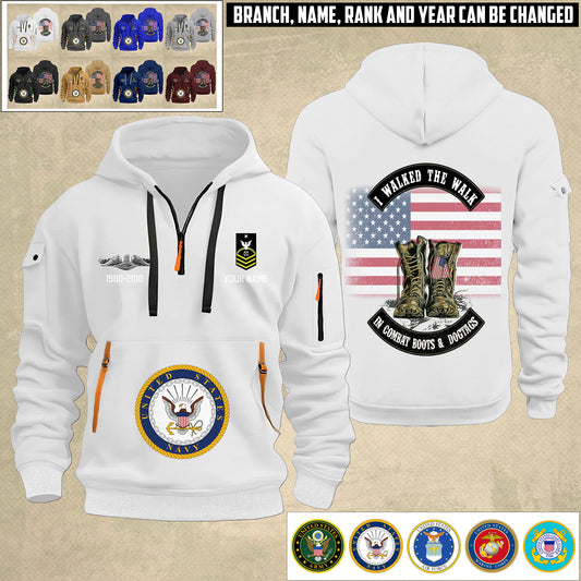 Navy Badge - Personalized US Soldier/ Veteran With Name And Rank Zip Hoodie Multicolor - 17349984