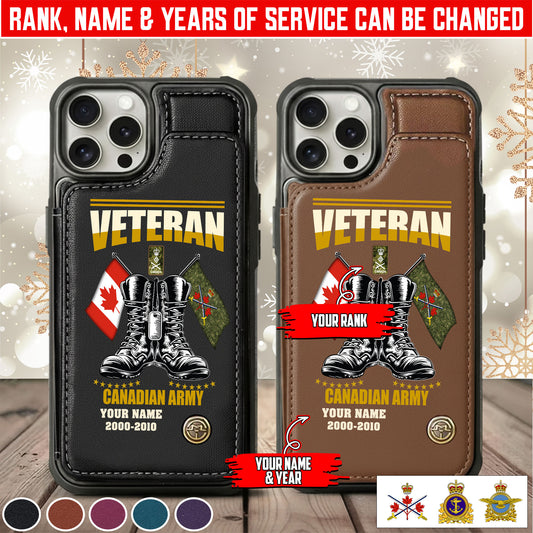 Personalized Canada Soldier/Veteran Camo with Name, Rank and Year Leather Flip Phone Case - 17648928